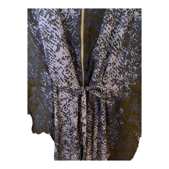 Cache Snake Print Zipper Jumpsuit Blue Size L Sleeveless Drawstring Waist NWT - Picture 5 of 6